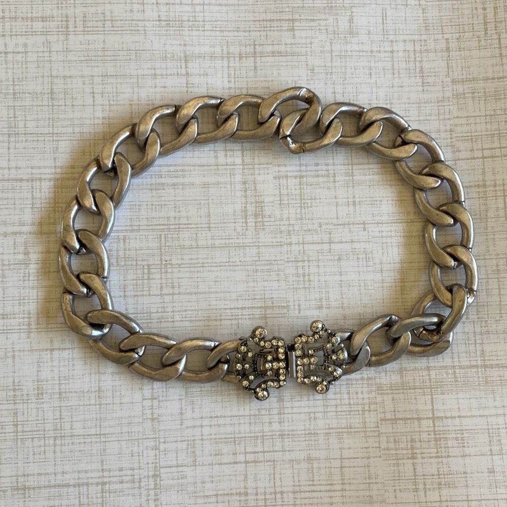 Women’s Silver Tone Chunky Chain Necklace 17” Vintage Style Statement